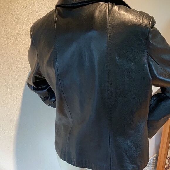 Vintage Sienna Studio leather lined full zip collar pockets jacket Black Large - Picture 3 of 16